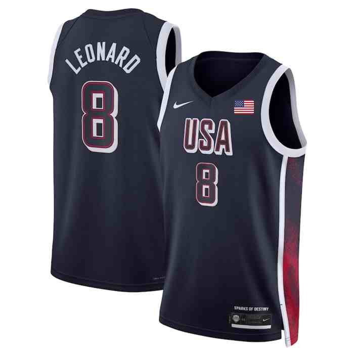 Men's USA Basketball #8 Kawhi Leonard Navy 2024 Swingman Stitched Jersey