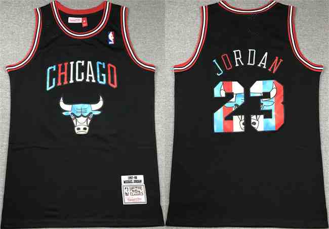 Men's Chicago Bulls #23 Michael Jordan Black 1997-98 Stitched  Basketball  Jersey