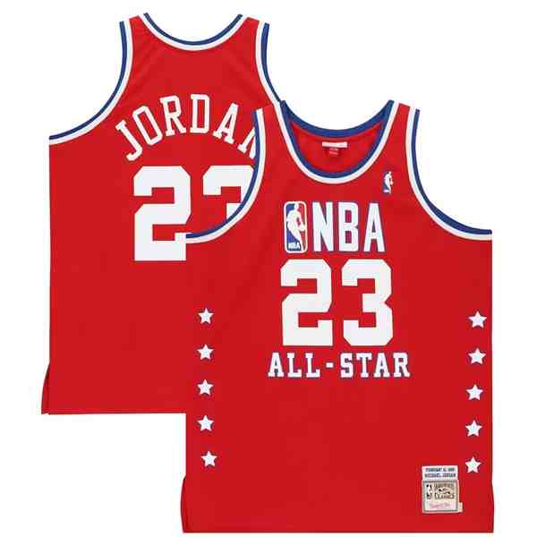 Men's Chicago Bulls #23 Michael Jordan Red 1989 All-Star Stitched Jersey