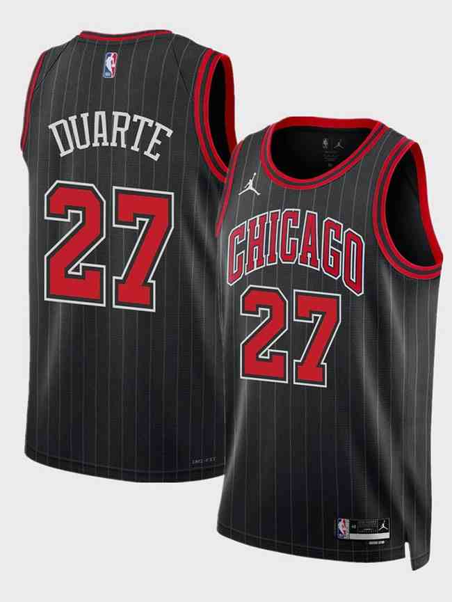 Men's Chicago Bulls #27 Chris Duarte Black 2024 Draft Statement Edition Stitched Basketball Jersey