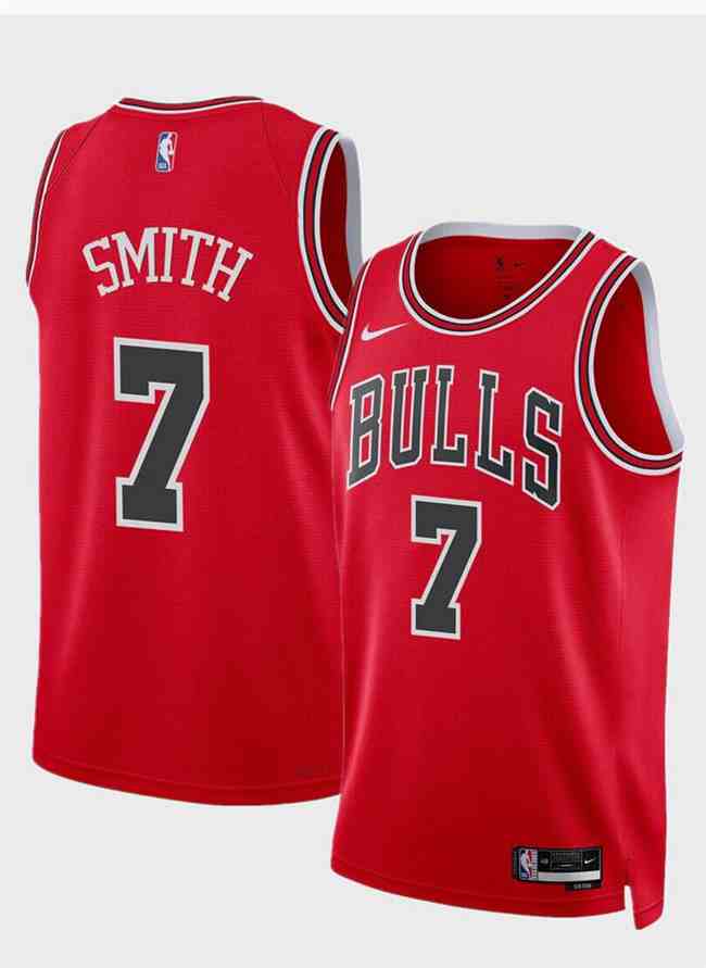 Men's Chicago Bulls #7 Jalen Smith Red 2024 Icon Edition Stitched Basketball Jersey