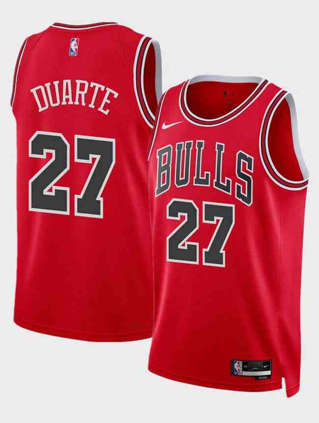Men's Chicago Bulls #27 Chris Duarte Red 2024 Icon Edition Stitched Basketball Jersey