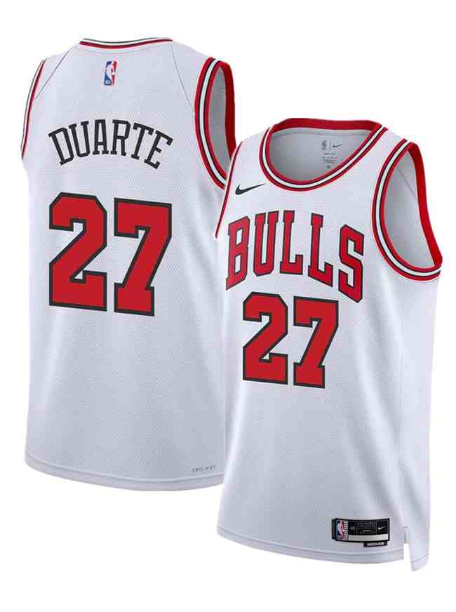 Men's Chicago Bulls #27 Chris Duarte White 2024 Association Edition Stitched Basketball Jersey