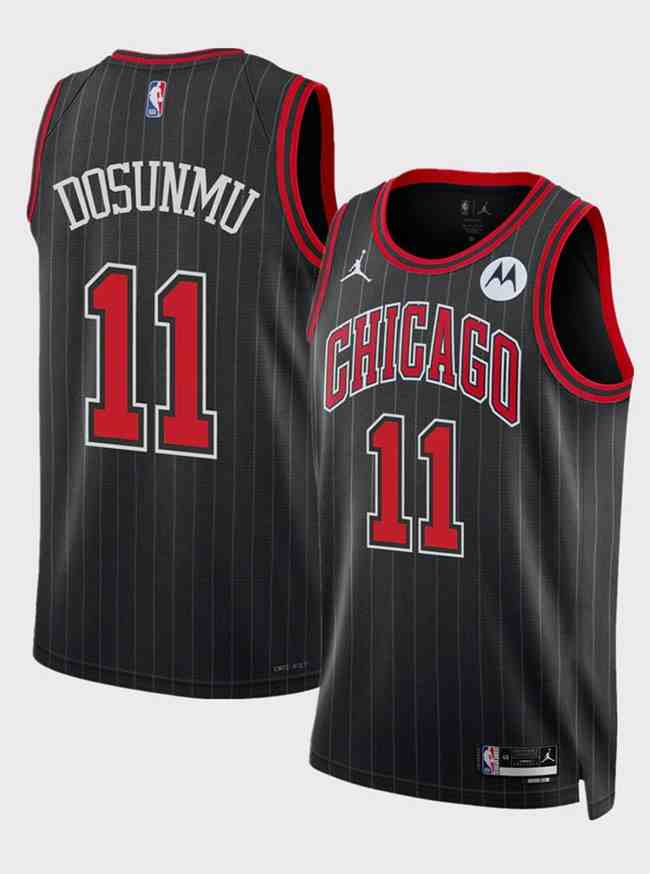 Men's Chicago Bulls #11 Ayo Dosunmu Black 2024 Statement Edition Stitched Basketball Jersey