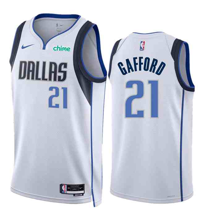 Men's Dallas Mavericks #21 Daniel Gafford White Association Edition Stitched Basketball Jersey