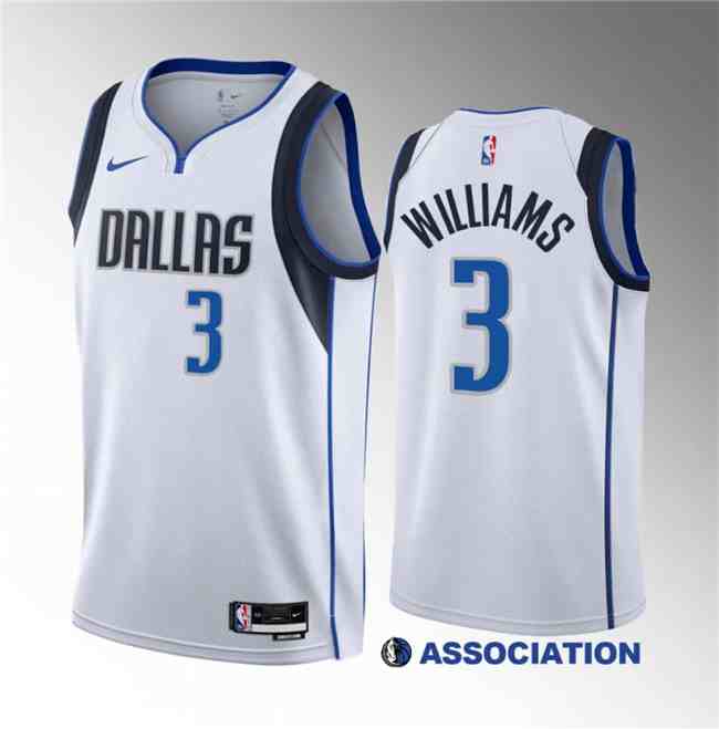 Men's Dallas Mavericks #3 Grant Williams White Association Edition Stitched Basketball Jersey