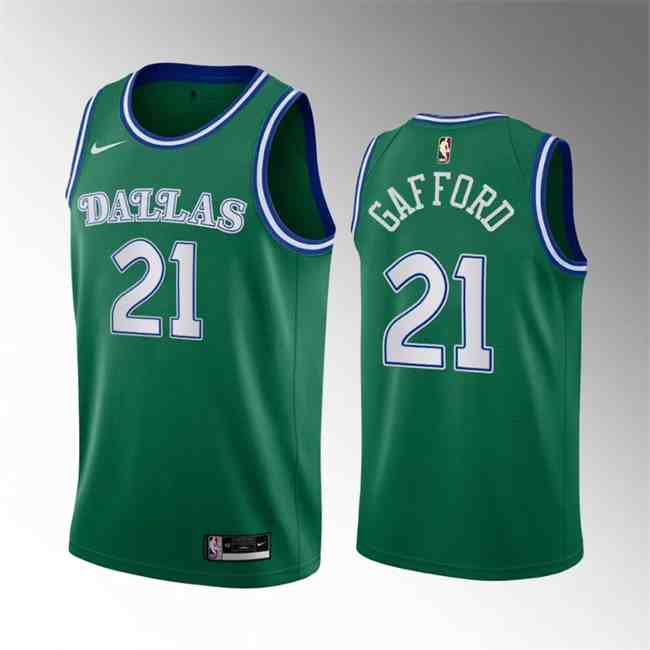 Men's Dallas Mavericks #21 Daniel Gafford Green Classic Edition Stitched Basketball Jersey