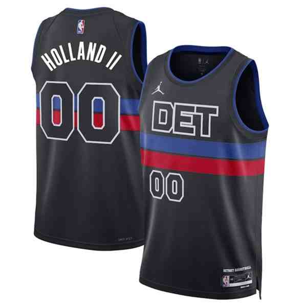 Men's Detroit Pistons #00 Ron Holland II Black 2024 Statement Edition Stitched Basketball Jersey