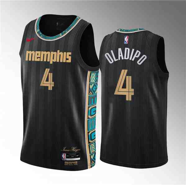 Men's Memphis Grizzlies #4 Victor Oladipo Black City Edition Stitched Jersey