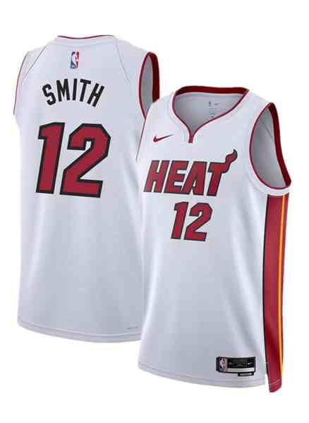 Men's Miami Heat #12 Dru Smith White 2024 Association Edition Stitched Basketball Jersey