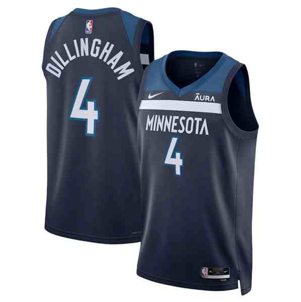 Men's Minnesota Timberwolves #4 Rob Dillingham 2024 Draft Icon Edition Navy 75th Anniversary Swingman Stitched Jersey