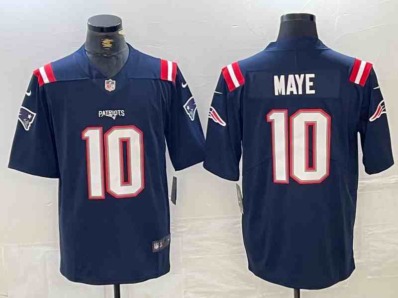 Mens New England Patriots #10 Drake Maye  Navy Vapor Untouchable Limited Jersey