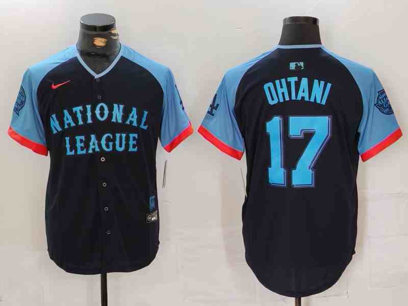 Men's National League #17 Shohei Ohtani Navy 2024 All-Star Limited Stitched Baseball Jersey (2)