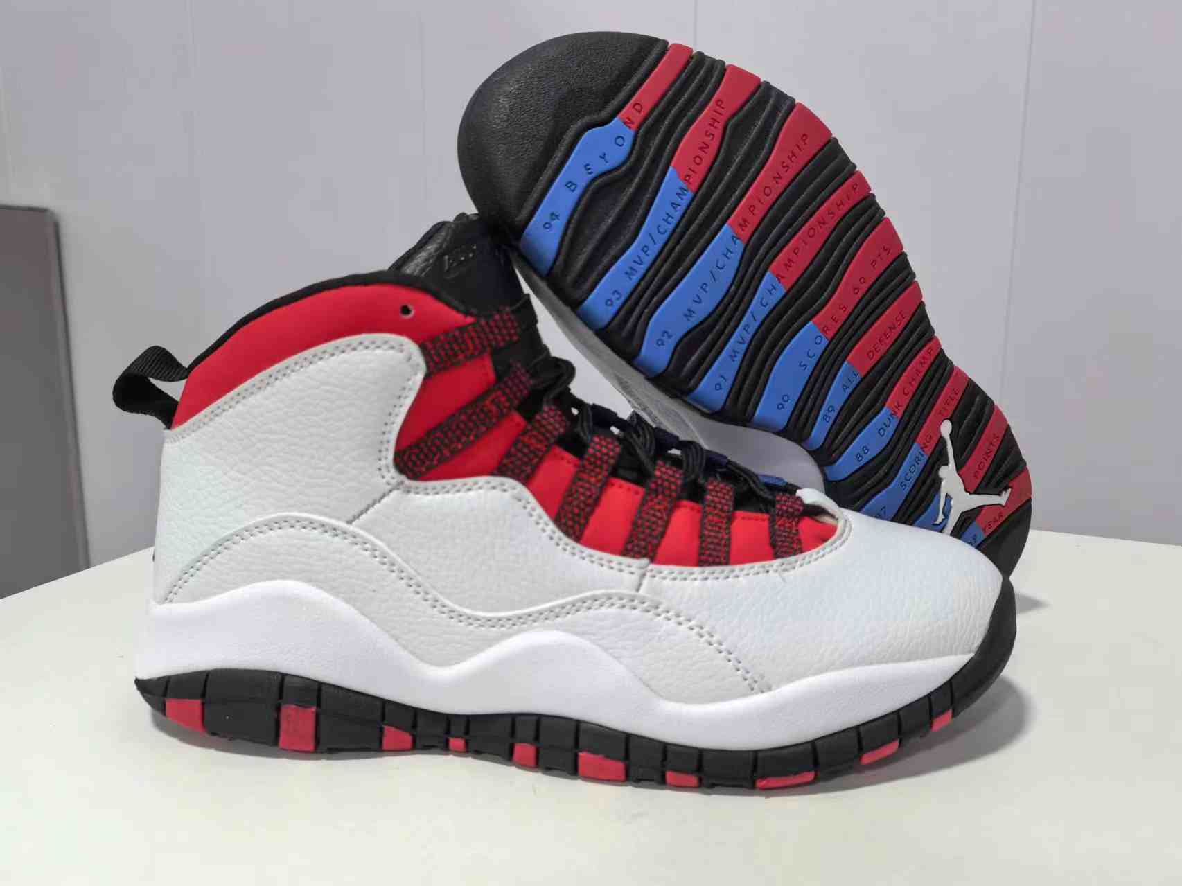 Air Jordan 10 White Blue Split  red Men's shoes us7-us13