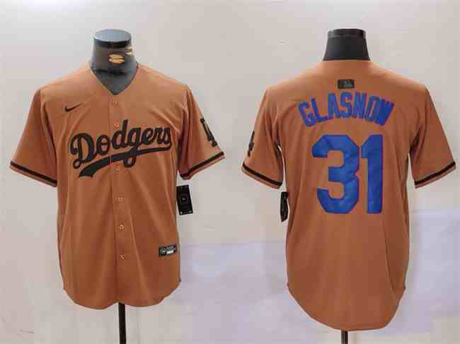 Men's Los Angeles Dodgers #31 Mike Piazza Brown Cool Base Stitched Baseball Jersey