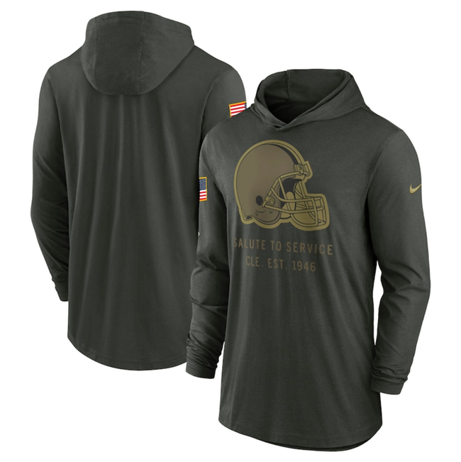 Men's Cleveland Browns Forest Green 2025 Salute To Service Sideline Dri-FIT Lightweight Pullover Hoodie