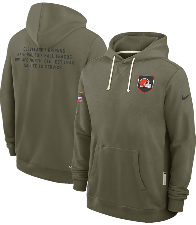 Men's Cleveland Browns Olive 2025 Salute To Service Pullover Hoodie