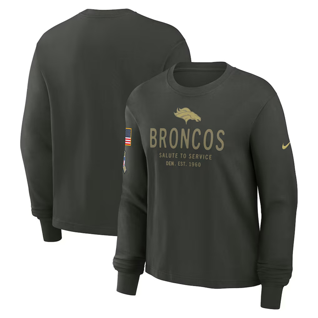 Men's Denver Broncos Dark Green 2025 Salute To Service Sideline Dri-FIT Long Sleeve T-Shirt