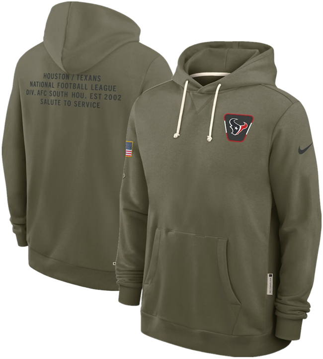 Men's Houston Texans Olive 2025 Salute To Service Pullover Hoodie