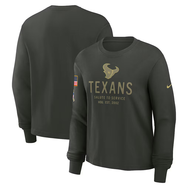 Men's Houston Texans Dark Green 2025 Salute To Service Sideline Dri-FIT Long Sleeve T-Shirt