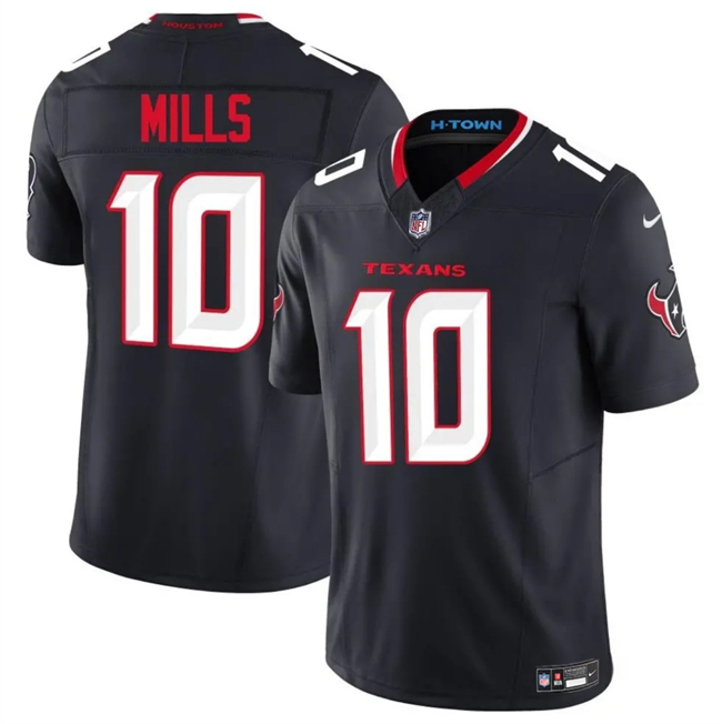 Men's Houston Texans #10 Davis Mills Navy 2025 F.U.S.E. Vapor Limited Stitched Football Jersey