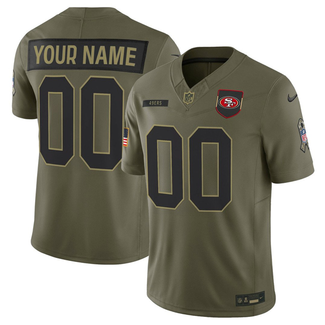 Men's San Francisco 49ers Active Player Custom Olive 2025 F.U.S.E. Salute To Service Limited Stitched Football Jersey