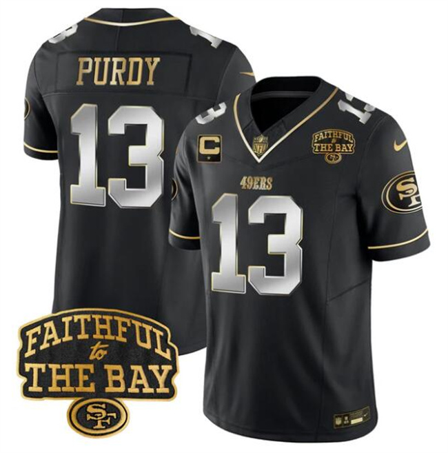 Men's San Francisco 49ers #13 Brock Purdy Black 2025 F.U.S.E. 1-Star C With Faithful To The Bay Patch Limited V8 Stitched Football Jersey