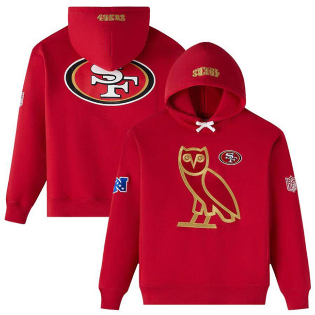 Men's San Francisco 49ers OVO Scarlet Icon Team Pullover Hoodie