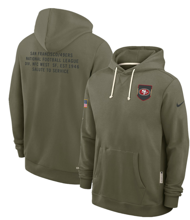 Men's San Francisco 49ers Olive 2025 Salute To Service Pullover Hoodie