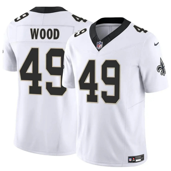 Men's New Orleans Saints #49 Zach Wood White 2025 F.U.S.E Vapor Limited Stitched Football Jersey