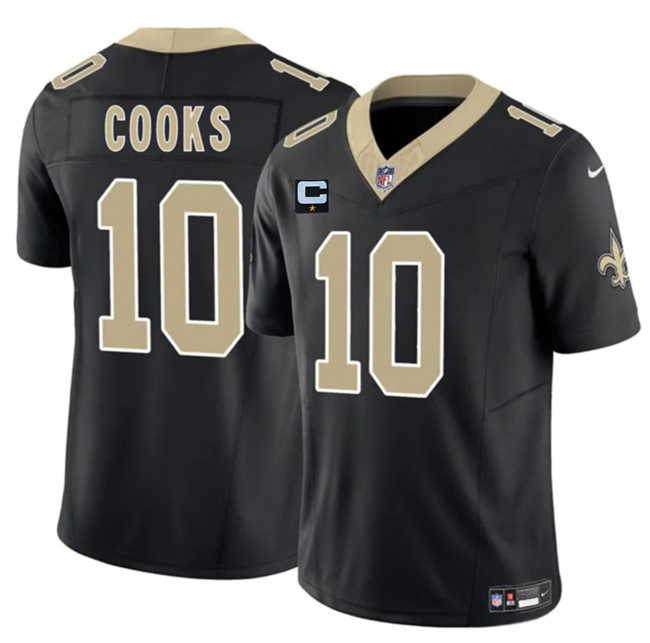 Men's New Orleans Saints #10 Brandin Cooks Black 2025 F.U.S.E With 1-Star C Patch Vapor Limited Stitched Football Jersey