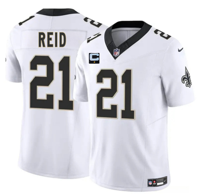 Men's New Orleans Saints #21 Justin Reid White 2025 F.U.S.E With 1-Star C Patch Vapor Limited Stitched Football Jersey