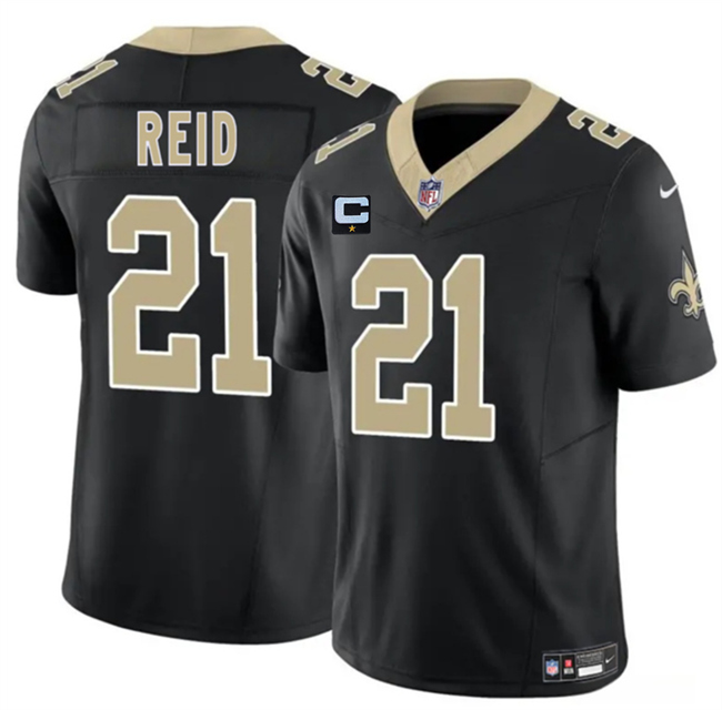 Men's New Orleans Saints #21 Justin Reid Black 2025 F.U.S.E With 1-Star C Patch Vapor Limited Stitched Football Jersey