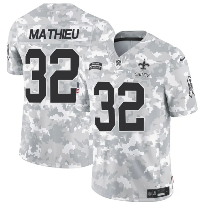 Men's New Orleans Saints #32 Tyrann Mathieu 2024 F.U.S.E Arctic Camo Salute To Service Limited Stitched Football Jersey