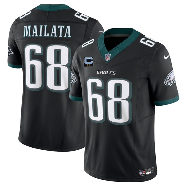 Men's Philadelphia Eagles #68 Jordan Mailata Black 2025 F.U.S.E. With 2-Star C Patch Vapor Untouchable Limited Throwback Stitched Football Jersey