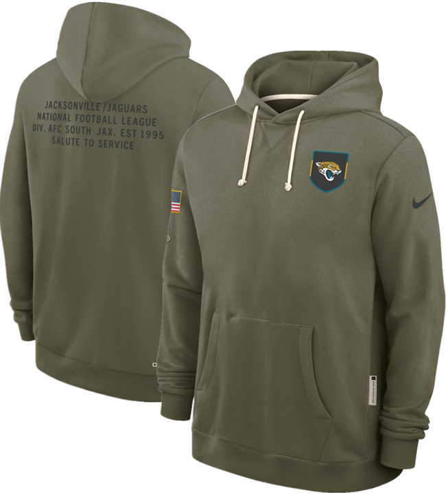 Men's Jacksonville Jaguars Olive 2025 Salute To Service Pullover Hoodie