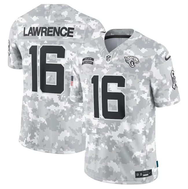 Men's Jacksonville Jaguars #16 Trevor Lawrence 2024 F.U.S.E Arctic Camo Salute To Service Limited Stitched Football Jersey