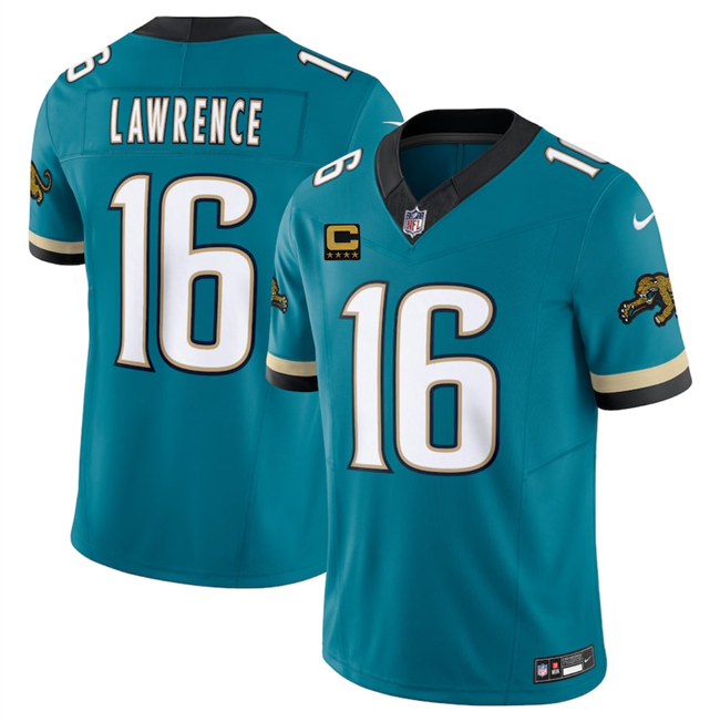 Men's Jacksonville Jaguars #16 Trevor Lawrence Teal 2025 F.U.S.E. With 4-Star C Patch Prowler Throwback Vapor Limited Stitched Football Jersey