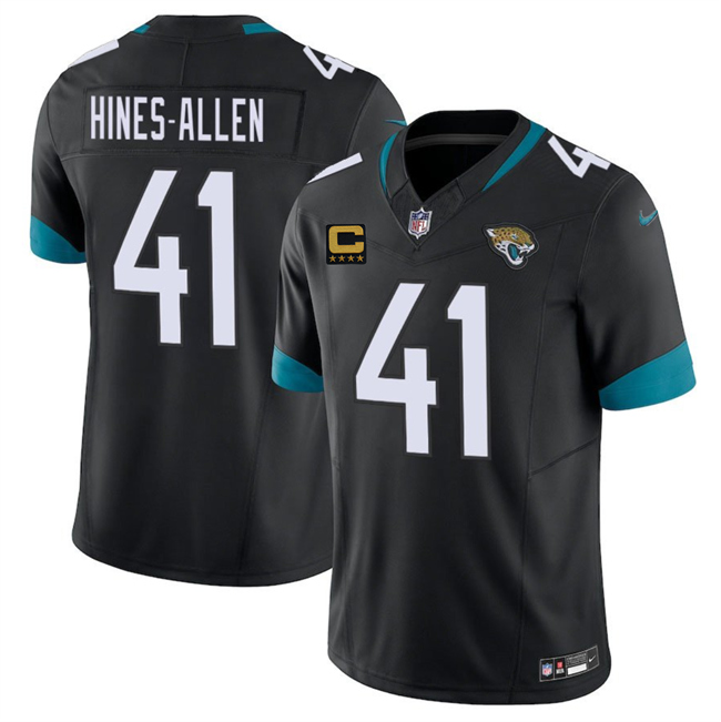 Men's Jacksonville Jaguars #41 Josh Hines-Allen Black 2025 With 4-Star C Patch F.U.S.E. Vapor Limited Stitched Football Jersey