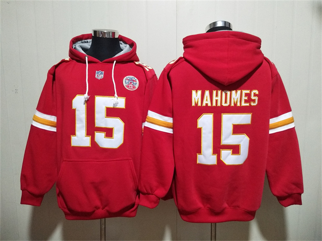 Men's Kansas City Chiefs #15 Patrick Mahomes Red Lace-Up Pullover Hoodie