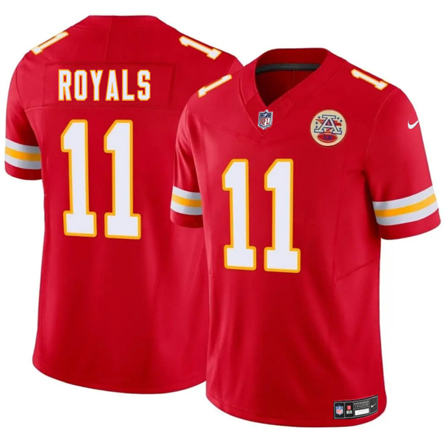 Men’s Kansas City Chiefs #11 Jalen Royals Red 2025 Draft F.U.S.E. Vapor Untouchable Limited Stitched Football Jersey