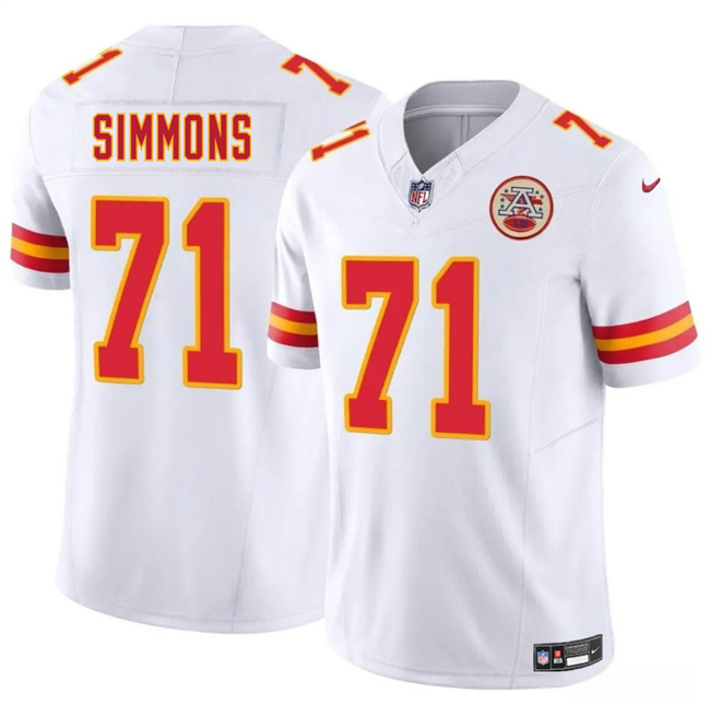 Men’s Kansas City Chiefs #71 Josh Simmons White 2025 Draft F.U.S.E. Vapor Untouchable Limited Stitched Football Jersey
