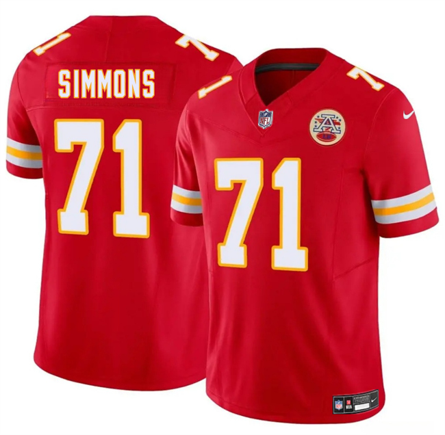 Men’s Kansas City Chiefs #71 Josh Simmons Red 2025 Draft F.U.S.E. Vapor Untouchable Limited Stitched Football Jersey