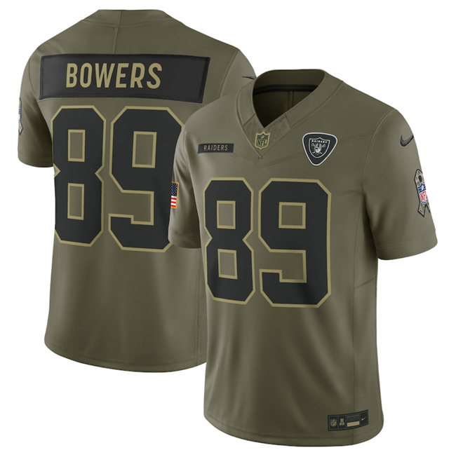 Men's Las Vegas Raiders #89 Brock Bowers Olive 2025 F.U.S.E. Salute To Service Limited Stitched Football Jersey