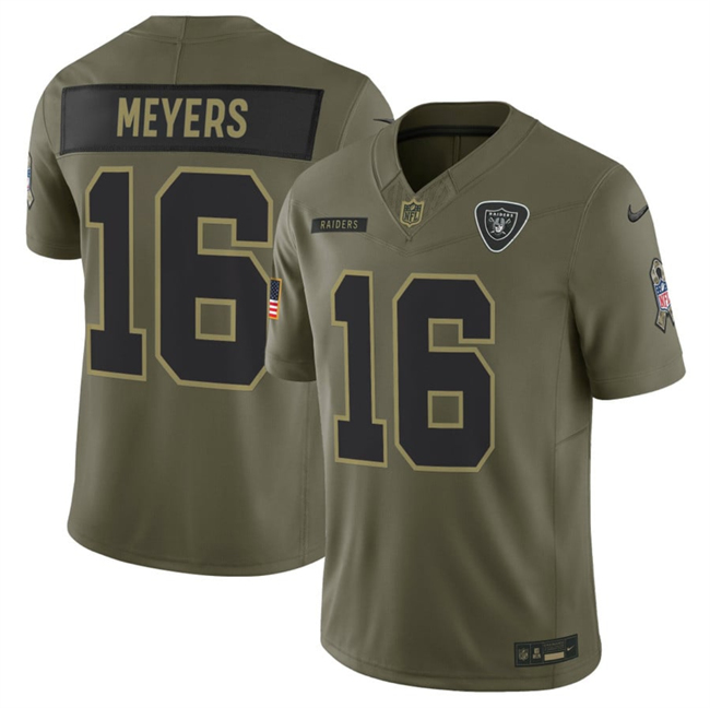 Men's Las Vegas Raiders #16 Jakobi Meyers Olive 2025 F.U.S.E. Salute To Service Limited Stitched Football Jersey