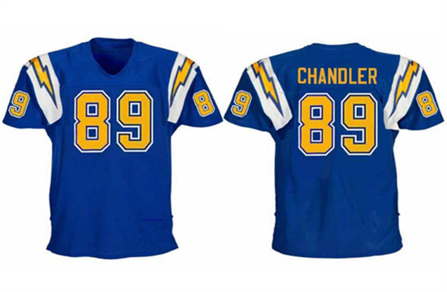 Men's Los Angeles Chargers #89 Wes Chandler Blue Stitched Football Jersey