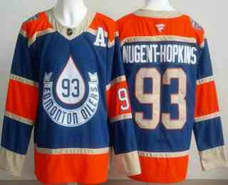 Men's Edmonton Oilers #93 Ryan Nugent Hopkins Blue Heritage Classic Authentic Jersey