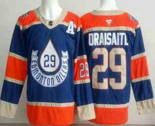 Men's Edmonton Oilers #29 Leon Draisaitl Blue Heritage Classic Authentic Jersey
