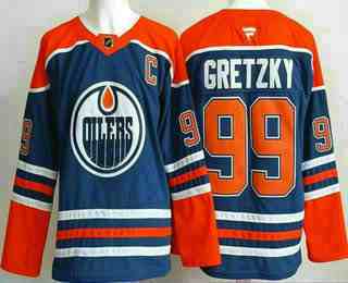 Men's Edmonton Oilers #99 Wayne Gretzky Blue Authentic Jersey
