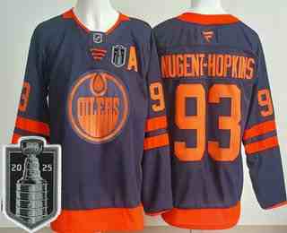 Men's Edmonton Oilers #93 Ryan Nugent Hopkins Navy 2025 Stanley Cup Final Authentic Jersey